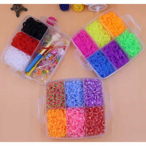 Gumki Do robienia Bransoletek W Kuferku 4500 Sztuk Dodatkowe Koraliki