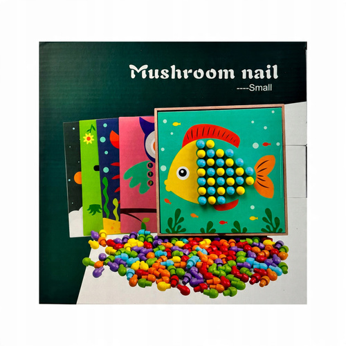 Drewno Mozaika Układanka Z Grzybków W Skrzynce Montessori