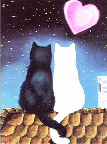 Diamentowa Mozaika Zakochane Kotki Haft Kreatywny 30x40 Cm