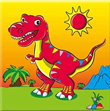 MALOWANIE PO NR 20X20 W FOLII DINOZAUR CZERWONY T-REX KOLOR PŁÓTNO PAK 100