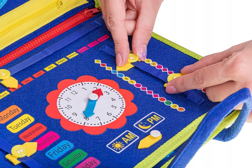 Tablica Manipulacyjna Z Zegarem Walizka Do Nauki Montessori Sensoryczna