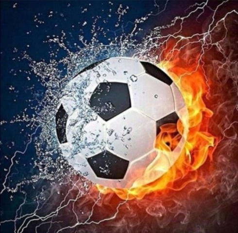 Diamentowa Mozaika Piłka Sportowa Ogień I Woda 30x40Cm Kreatywne Diamenty