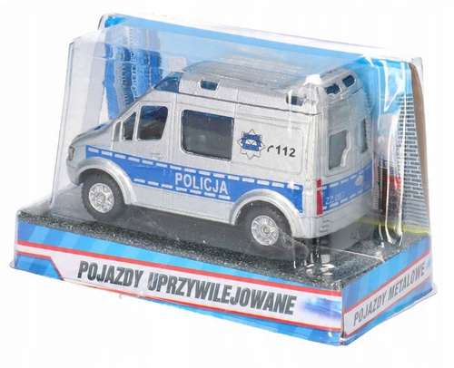 Auto Policja Van Metalowy 8 Cm Pojazd Policyjny Z Napędem