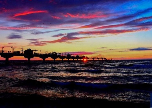 Malowanie Po Numerach Zachód Słońca Nad Polskim Molo 40X50 Z Ramą Kreatywne