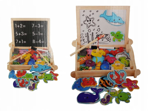 Tablica Kredowa + Gra Rybki 28 X 24 Cm W Skrzynce