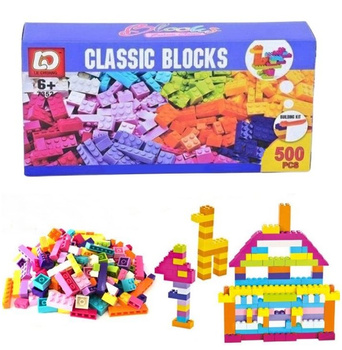 KLOCKI KONSTRUKCYJNE CLASSIC BLOCKS ZESTAW 500 SZTUK FIOLETOWE, pak 48 
uzupełniający zestaw klocków. 500 elementów, 
wymiary opakowania: 30,5 x 7 x 15 cm