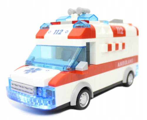 KLOCKI AUTO AMBULANS DŹWIĘK- ŚWIATŁO- NAPĘD 68 EL