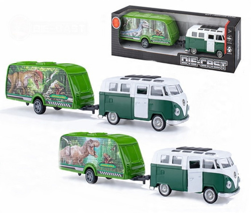 Auto Kamper Z Przyczepą Do Transportu Z Obrazkiem Dinozaurów
