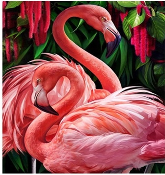 Diamentowa Mozaika Dwa Flamingi Duże 30x40 Cm Kreatywne Diamenty
