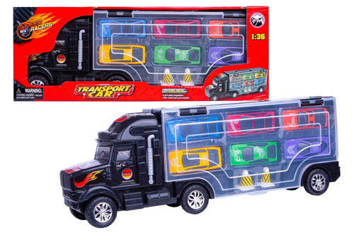 AUTO TRUCK Z 6 AUTAMI W SKRZYNI KARTON PAK 48/24
Wymiary szt 35x7,5x13 cM,  Waga 373 g