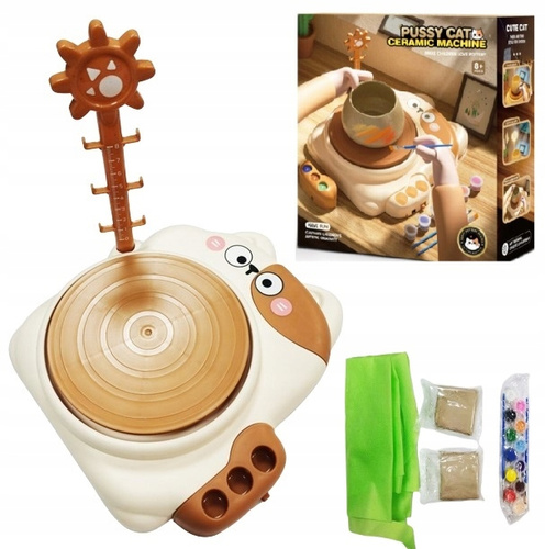 Zestaw Kreatywny Dla Dzieci Koło Garncarskie Farbki Glina W Kształcie Kota