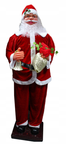 Ogromny Mikołaj 180 cm Tańczący i Śpiewający Świąteczna Figura Na Boże Narodzenie