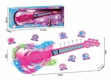 Świecąca Gitara Elektryczna Z Diodami Oraz Muzyką Pod Przyciskami Regulacja
