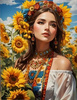 Diamentowa Mozaika Kobieta Słowianka Wśród Słoneczników 30x40 Cm Kreatywne