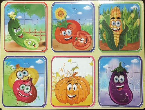 Drewniana Układanka 6 Puzzli Na Obrazie Zabawka Drewniana