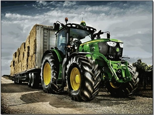 Diamentowa Mozaika Traktor Z Przyczepą 30x 40 Cm