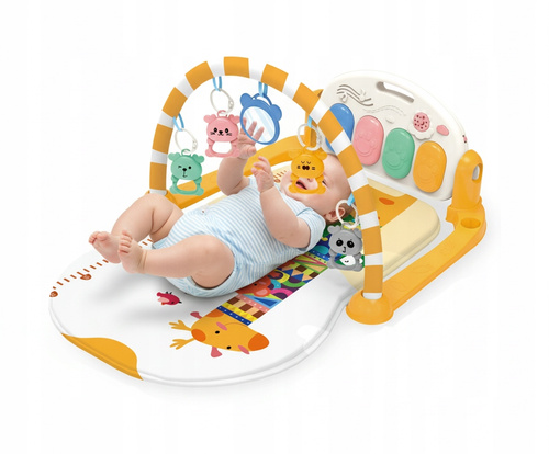 Mata Edukacyjna dla Niemowląt Żółta Żyrafa z Pianinkiem, Światełkami i Melodiami