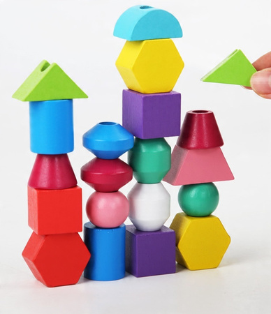 Układanka Sorter Drewniana Montessori Klocki Edukacyjna Zabawka Sensoryczna
