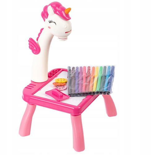 TABLICA DO RYSOWANIA PROJEKTOR ZE STOLIKIEM EDUKACYJNY KREATYWNY ŚWIATŁO