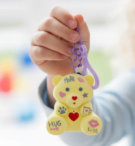 Miś Flokowany Powtarzający Dyktafon Na Mikołajki Z Brelokiem I Butelką