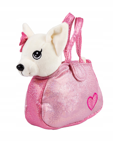 Pies pluszowy w torebce miękki biały 23 cm