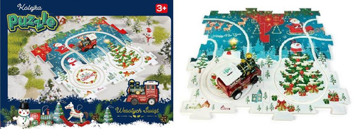 KOLEJKA PUZZLE ŚWIĄTECZNE Z LOKOMOTYWĄ, pak 72
puzzle z motywem świątecznym,
4 elementy, z których budujemy swój tor,
wymiary: 26 x 26 x 9,2 cm
wymiary opakowania: 19,5 x 14,5 x 4,5 cm
