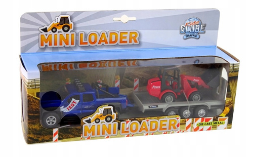 Auto Metalowe Pick-Up Mini Loader z Przyczepą i Koparką Dźwięk i Światło