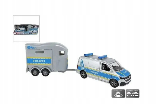 Auto Policyjne Metalowe z Przyczepą Transporter Koni Samochód Policja 3+