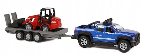 Auto Metalowe Pick-Up Mini Loader z Przyczepą i Koparką Dźwięk i Światło