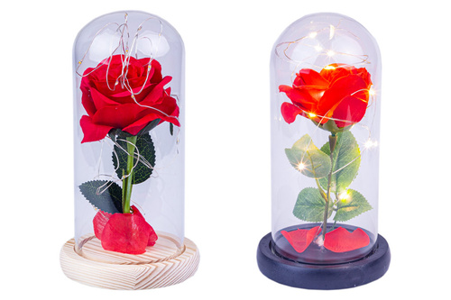 RÓŻA Z LEDAMI SZKLANA KAPSUŁA