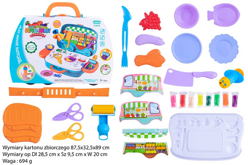 MASA CIASTOLINA ZESTAW WARZYWA, WYCISKARKA WALIZKA