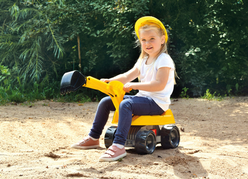 Koparka Duża Zółta Jeździk Z Ruchomą Łyżką Do Zabawy Lena