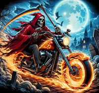 Diamentowa Mozaika Ponury Żniwiarz Na Motocyklu 30x40 Cm Kreatywne Diamenty