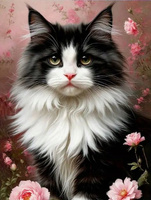 Diamentowa Mozaika Portret Kota Czarno-Białego 30x40 Cm Kreatywne Diamenty