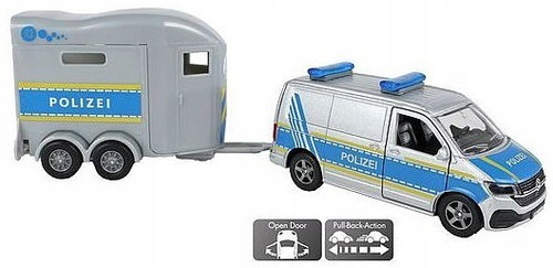 Auto Policyjne Metalowe z Przyczepą Transporter Koni Samochód Policja 3+