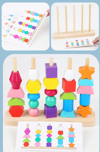 Układanka Sorter Drewniana Montessori Klocki Edukacyjna Zabawka ...