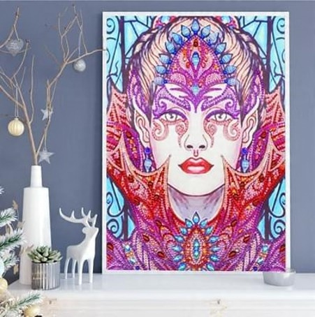 Diamentowy Haft Mandala 7D Mozaika Kobieta 30X40