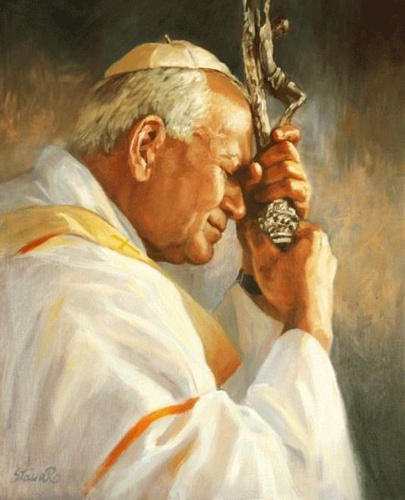 Malowanie Po Numerach Jan Paweł II Papież Z Pastorałem 50X40 Cm Na Ramie