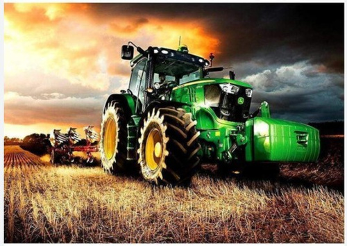 Diamentowa Mozaika Traktor W Blasku Słońca 30X40 Cm Kreatywne Diamenty