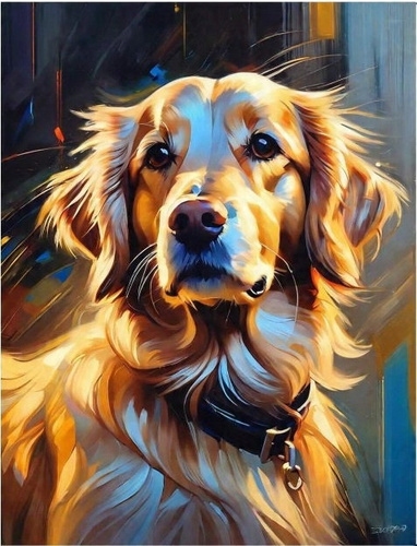 Malowanie Po Numerach Pies Golden Retriever 50x40 Cm Z Ramą Kreatywne