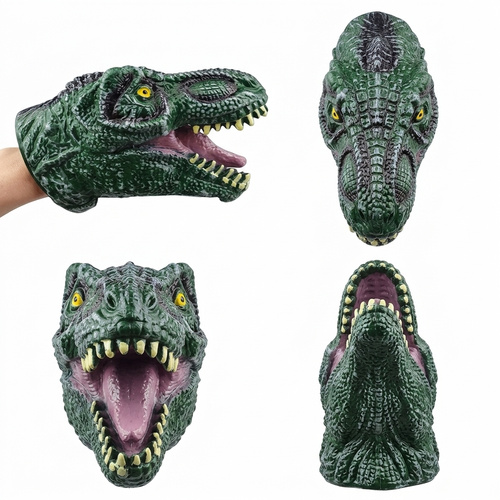 Gumowa Pacynka Dinozaur Na Rękę Pacynki Dinozaur Rękawica Raptor Zielony
