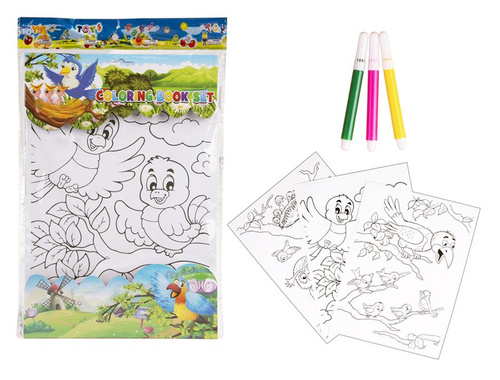 Kolorowanki rysunki dla dzieci 3 szt z pisakami