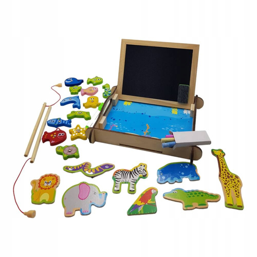 Tablica Kredowa + Gra Rybki 28 X 24 Cm W Skrzynce