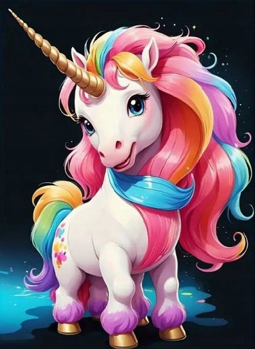 Diamentowa Mozaika Kreskówkowy Kolorowy Jednorożec 30x40Cm Kreatywne