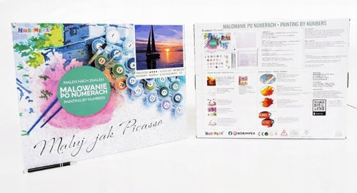 Malowanie Po Numerach Żaglówka Na Oceanie O Zachodzie Słońca 50X40 Z Ramą