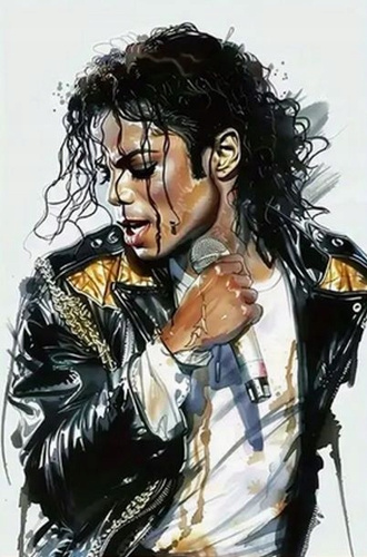Diamentowa Mozaika Haft Michael Jackson Król Popu Z Mikrofonem 30x40 Cm