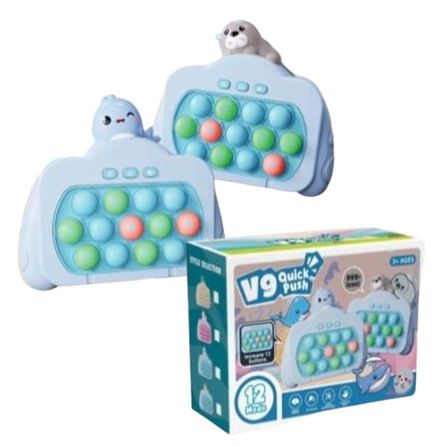 GRA POP IT WIELORYB FOKA, pak 120/60, 
gra na refleks szybkie wciskanie guzików, dwa wzory: wieloryb lub foka, 
10 modułów, 13 guzików, 
wymiary opakowania: 15 x 6 x 11 cm
