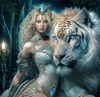 Diamentowa Mozaika Kobieta Księżniczka Z Tygrysem Białym 30x40 Cm Kreatywne