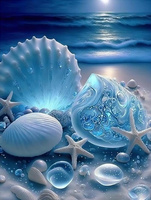 Diamentowa Mozaika Muszle Błękitne Na Plaży 30x40 Cm Kreatywne Diamenty