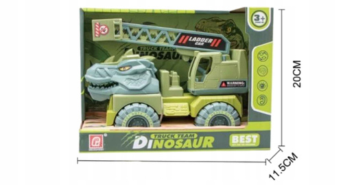 AUTO DŹWIG Z HAKIEM DINOZAUR PREHISTORIA SAMOCHÓD ZABAWKOWY